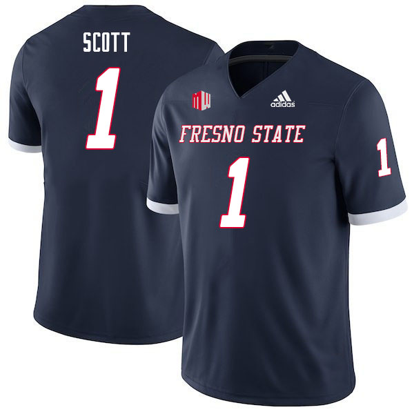 Men #1 Raymond Scott Fresno State Bulldogs College Football Jerseys Sale-Navy